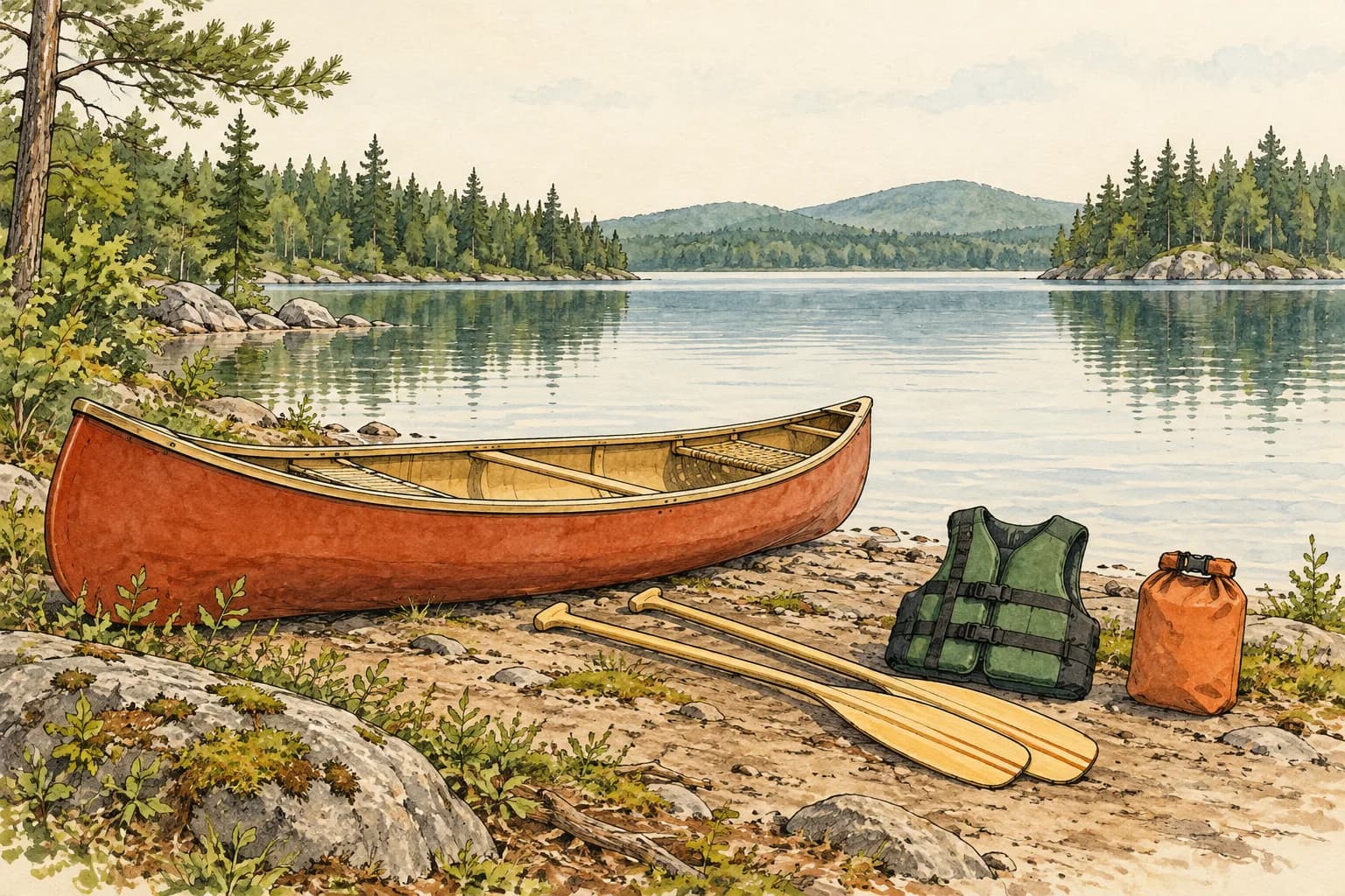 Water adventure equipment on shore, representing preparation before instruction
